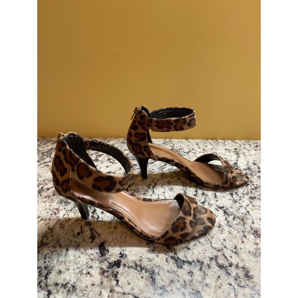 Style & Co Ankle Strap Heels 7 Leopard Print Open Toe Block Sandals Chic - Picture 3 of 6